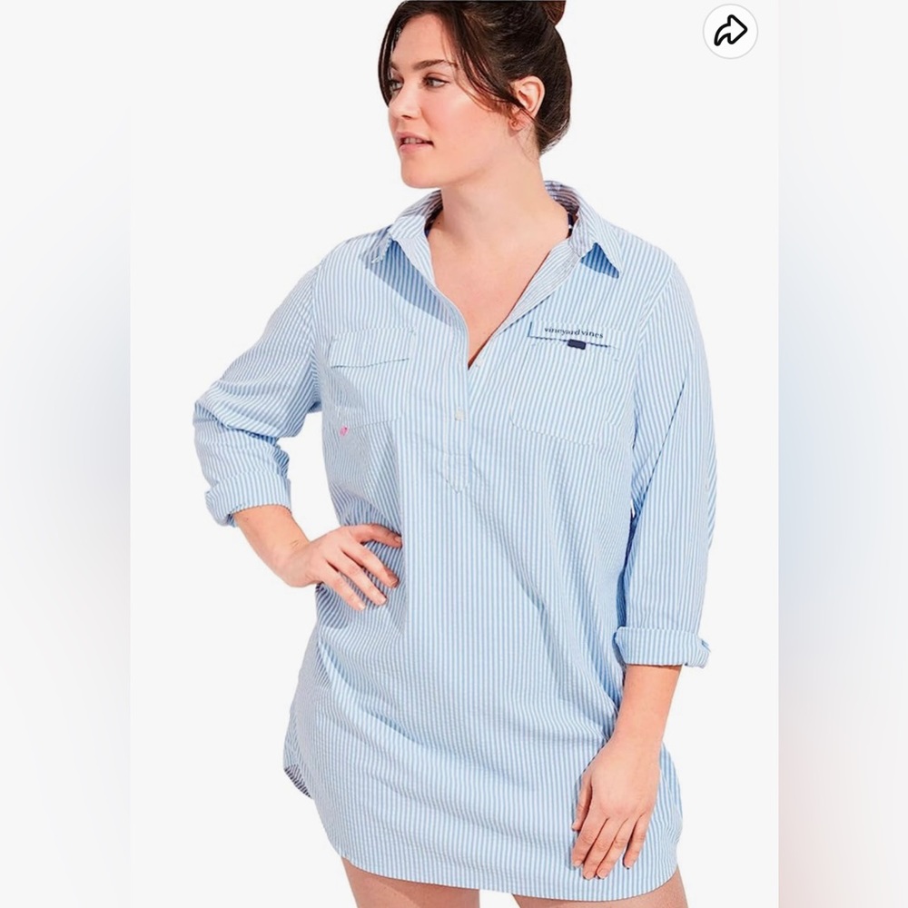 Vineyard Vines Blue Striped Swim Coverup - Picture 11 of 12